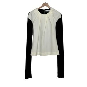 Viktor & Rolf Woman Size S Cream Black Two Tone Long Sleeve Luxury Top DIY REHAB